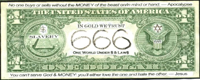 666isMONEY Mark of the beast 666 money dollar